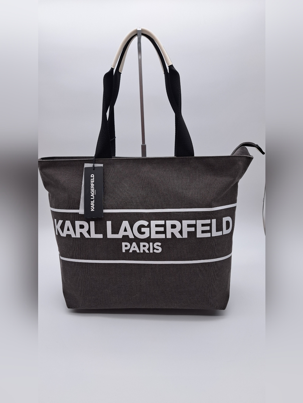 Karl Lagerfeld Paris Kristen Logo Tote Charcoal Grey - Picture 11 of 13